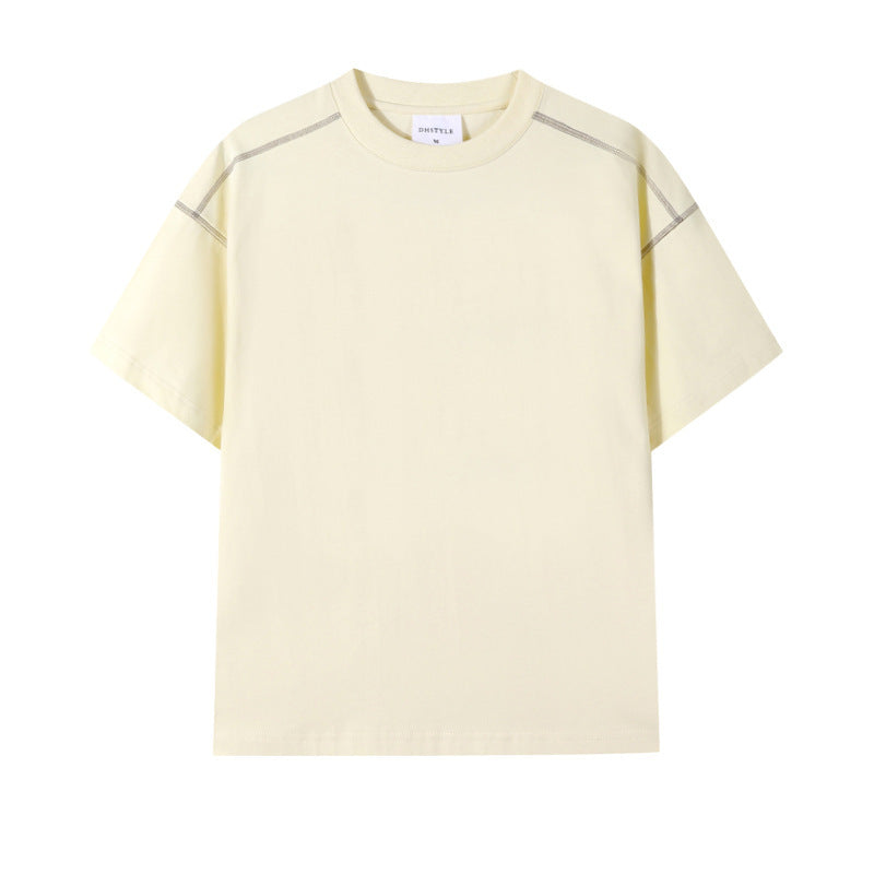 Retro Casual Contrast Color Line T-shirt