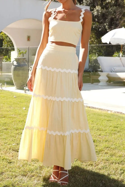 Contrast Trim Cami and Maxi Skirt Set