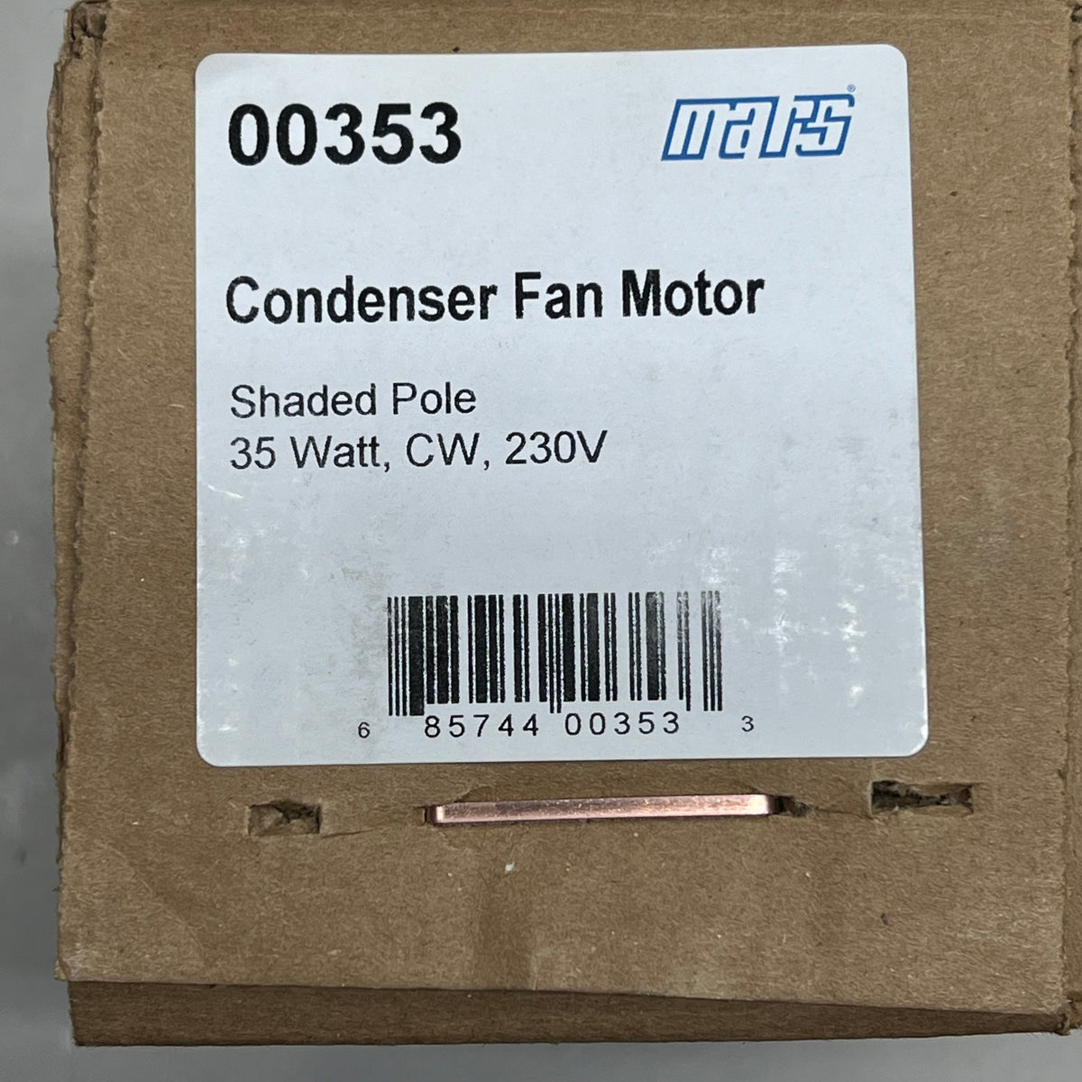 MARS Shaded Pole Condenser Fan Motor 1Phase 1Speed  35 W, 230 V, 1500 Rpm 00353