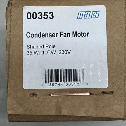 MARS Shaded Pole Condenser Fan Motor 1Phase 1Speed  35 W, 230 V, 1500 Rpm 00353