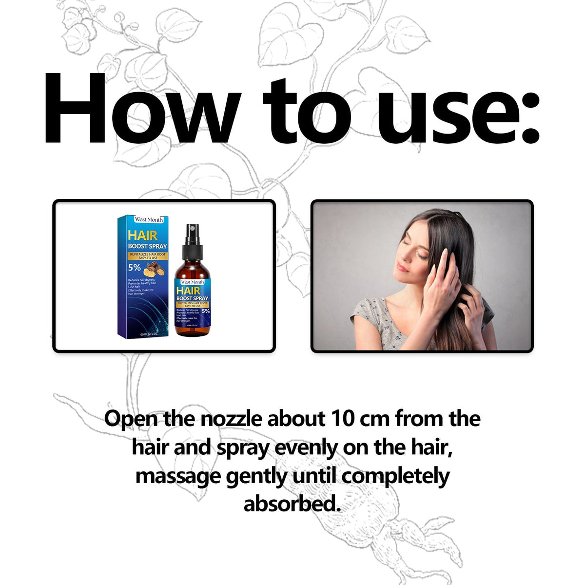 Hair Boost Spray, Strong Hair Solid Hair Moisturizing Scalp Hair Roots Beard Hair Care Spray