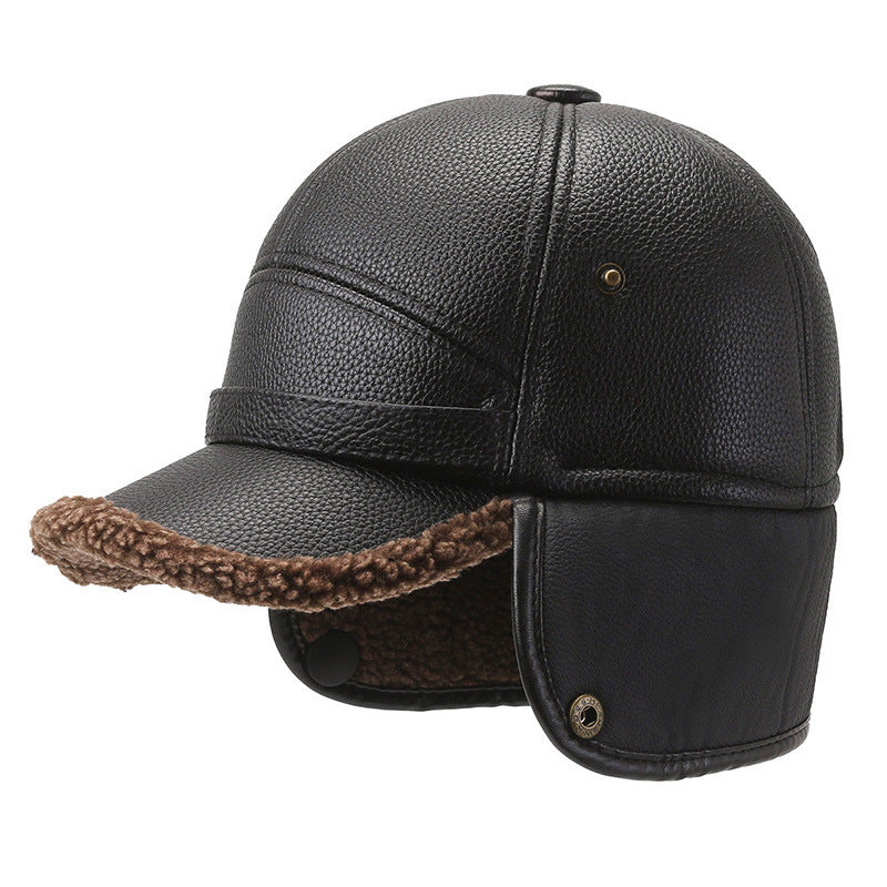 Men's Ear Protection Winter Warm Peaked Cap for Elderly