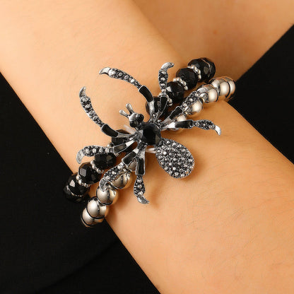 Dramatic Halloween Rhinestone Spider Necklace Bracelet And Ring Set