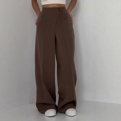 High-waisted Draping Wide-leg Pants Women's Style