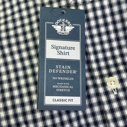 DOCKERS Signature Stain Defender Button Up Shirt Men's Sz L Navy Blue A42520010