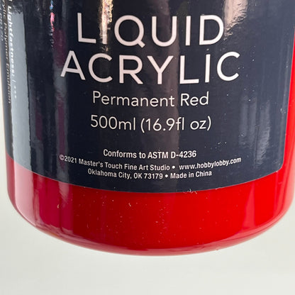 MASTERS TOUCH (2 PACK) Liquid Acrylic Paint 16.9 Fl Oz Permanent Red 1818954