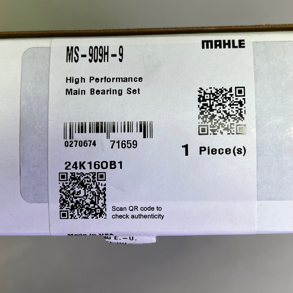 MAHLE Clevite 77 H Series Main Bearings Set For SB Chevy Vehicles MS-909H-9