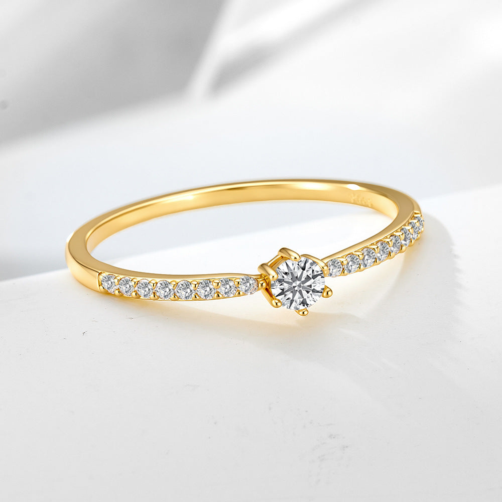 Classic Six-prong Zircon Ring For Women