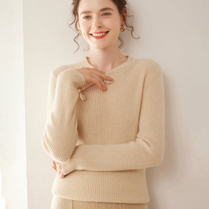Chinese Cheongsam-Style Frog Button Goat Cashmere Sweater