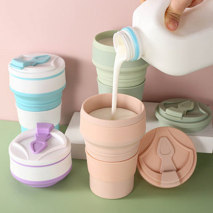 Folding Collapsible Mug with Cover for Coffee and Travel