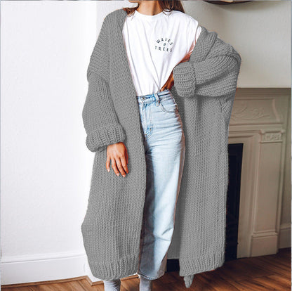 Long Solid Color Plus Size Loose Cardigan Sweater Coat