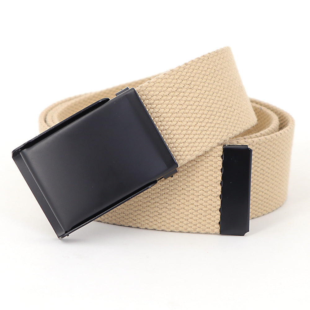 Men's Casual Canvas And Denim Belt With Buckle Closure