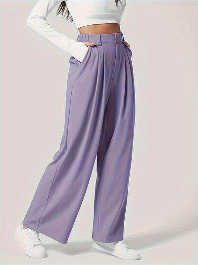 Wide Leg Pants with Pockets for Women in Sheer Style