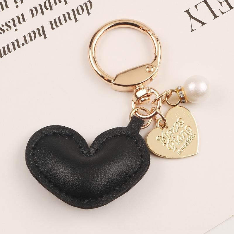 New Leather Heart-shaped Alloy Keychain Pendant