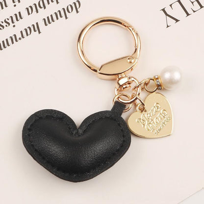 New Leather Heart-shaped Alloy Keychain Pendant