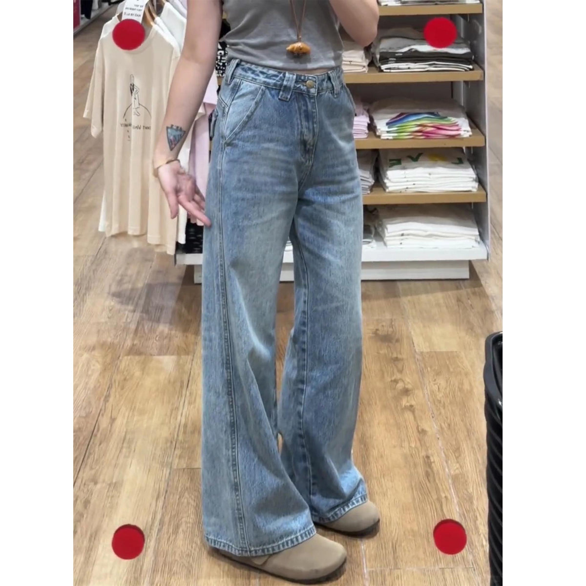 Short-statured Womens American-style Floor-length Jeans