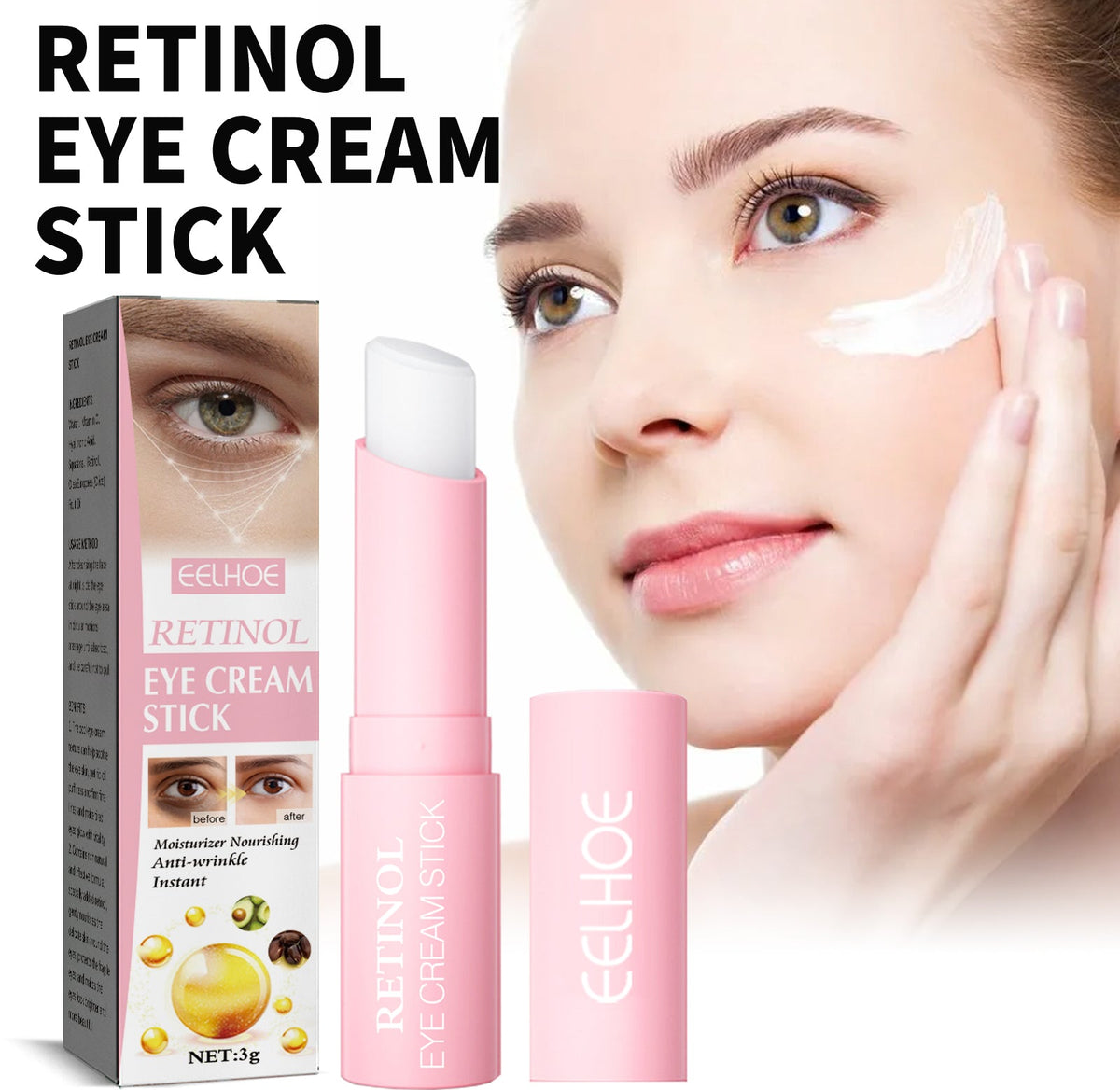 Retinol Eye Cream Stick, Moisturizes And Improves Fine Lines, Crow's Feet, Dark Circles And Tights The Eye Skin