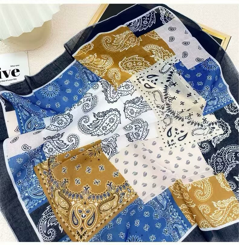 Korean-style Fresh And Delicate Floral Silk Scarf
