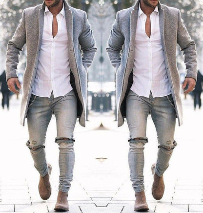 Men's trench coat long autumn and winter coats