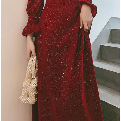 Bridal Toast Attire Red Autumn Party Look