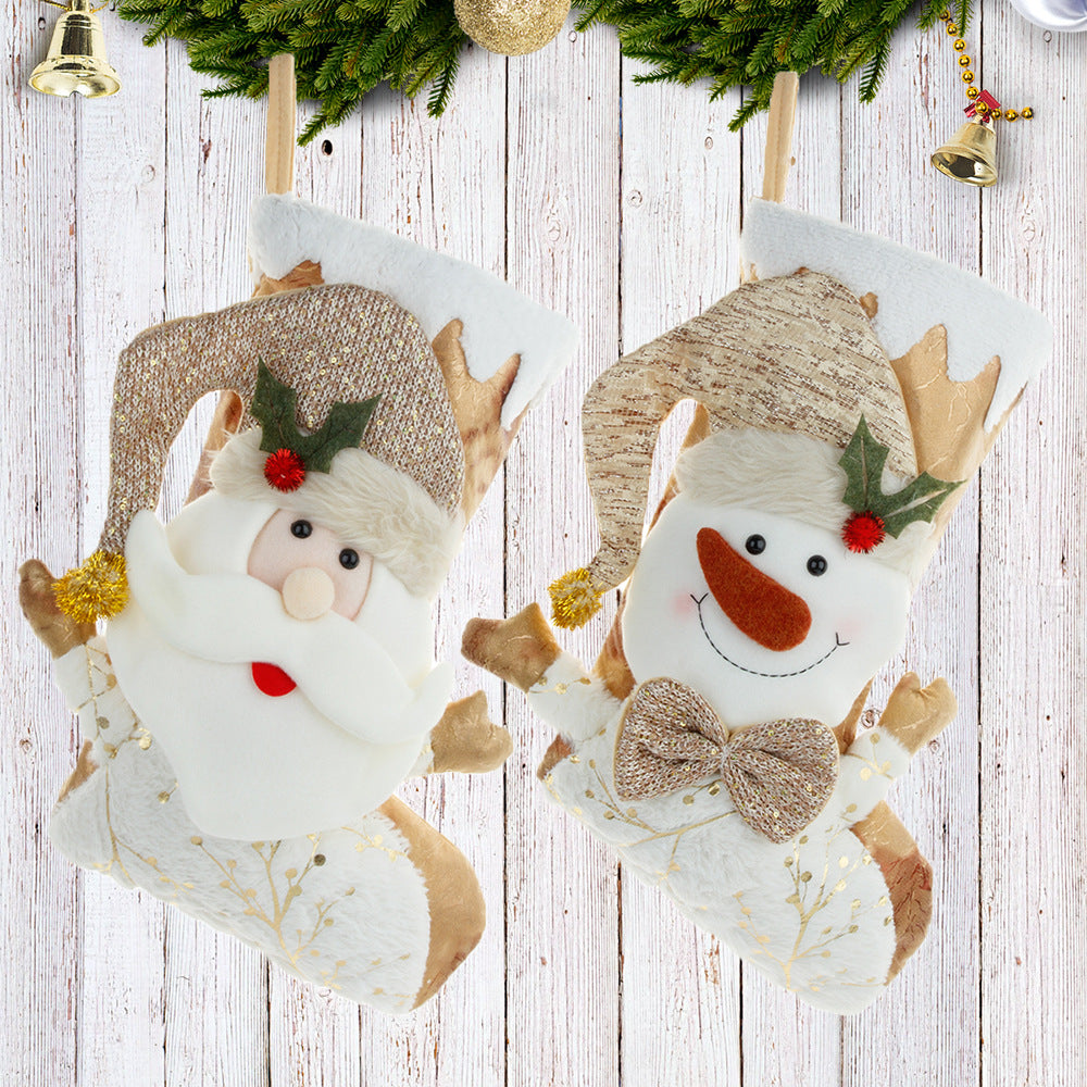 Christmas Decorative Socks Gift Bag Candy Bag Jewelry Gold 3D Christmas Socks Gift Bag