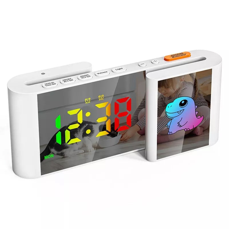 Creative S-shaped Dual-Screen RGB Colorful Alarm Clock, Adorable Cartoon Night Light Electronic Clock