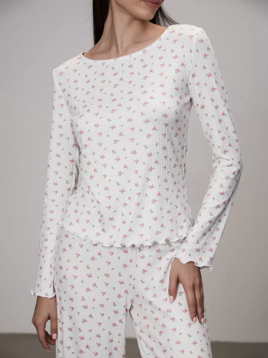 Womens Long-sleeve Top And Pants Set