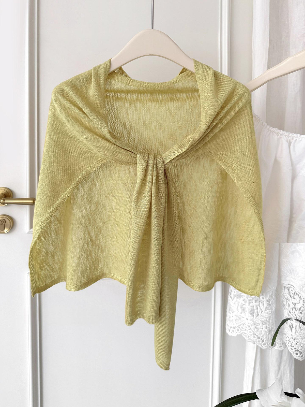 Womens Plus-Size Knitted Shawl With Bamboo-Strip Pattern