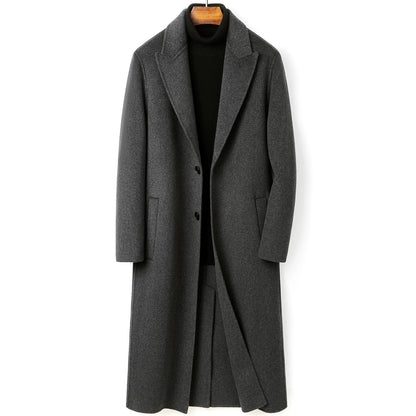 New Double Breasted Knee Length Wool Coat