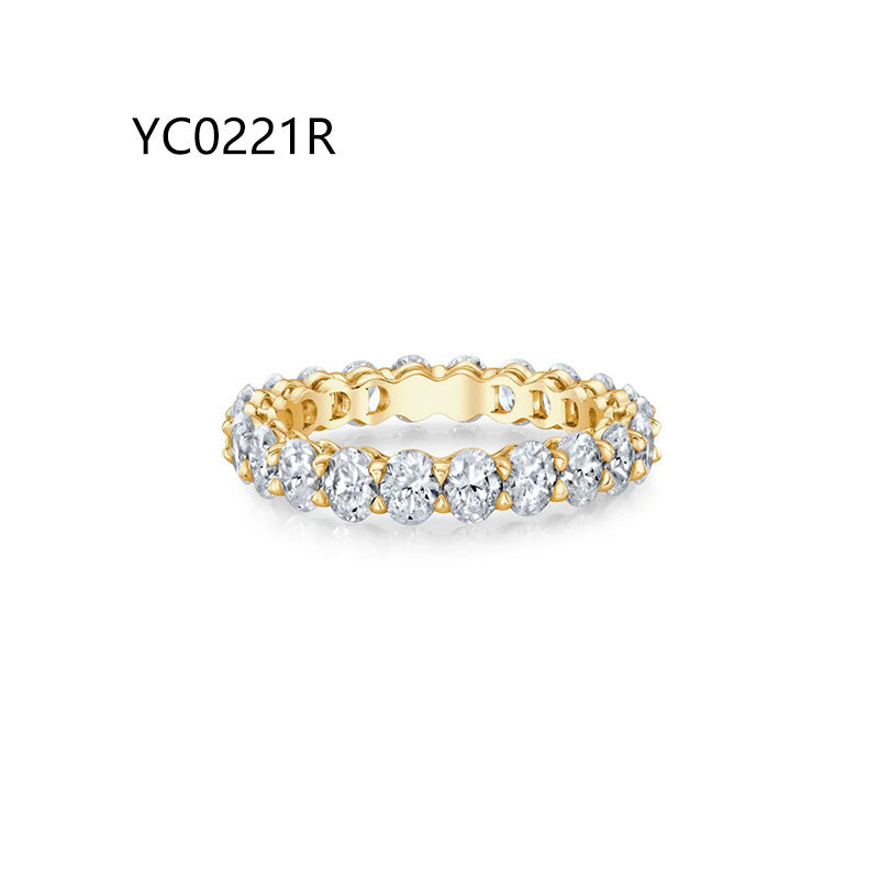 S925 Sterling Silver Moissanite Ring - Fully Paved Stacking Band with Niche Design for Women Lightweight Luxury Jewelry