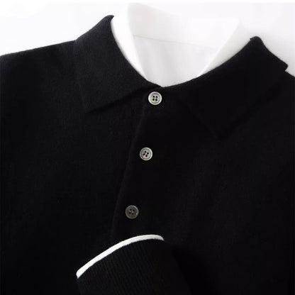Mens Polo-Neck Business-Casual Knitted Base Layer New Arrival