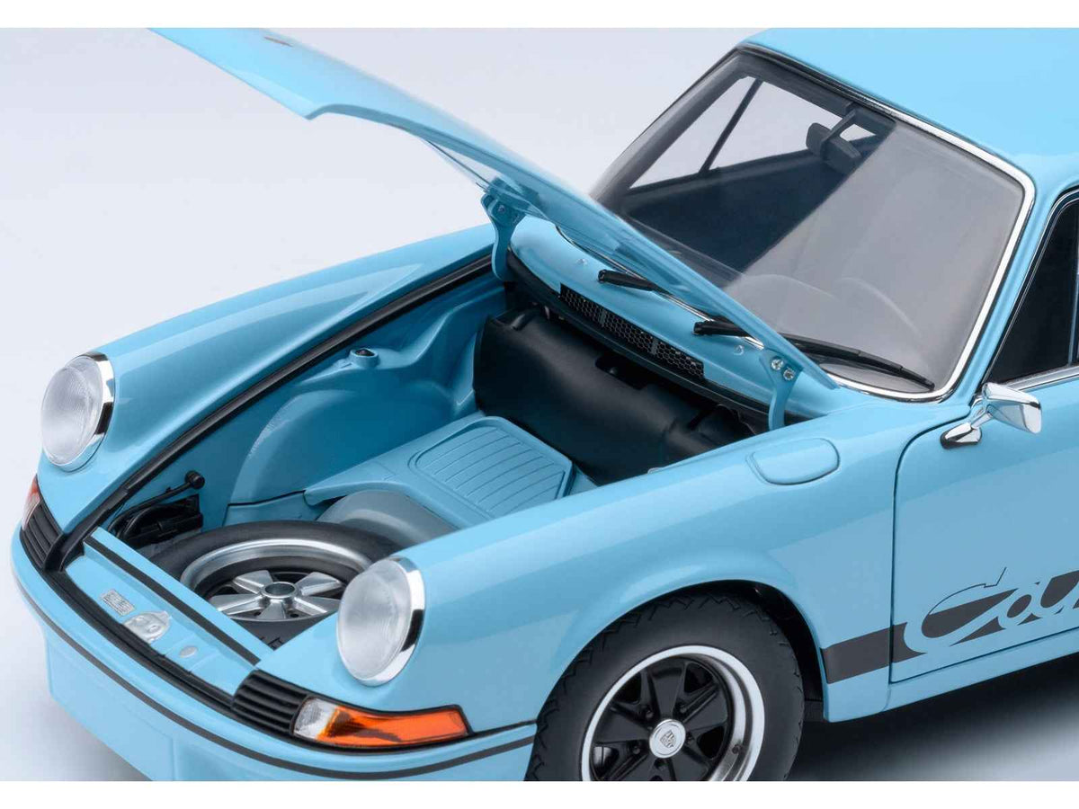 Porsche 911 Carrera 2.7 RS Gulf Blue with Black Stripes and Wheels 1/18 Model Car by Autoart