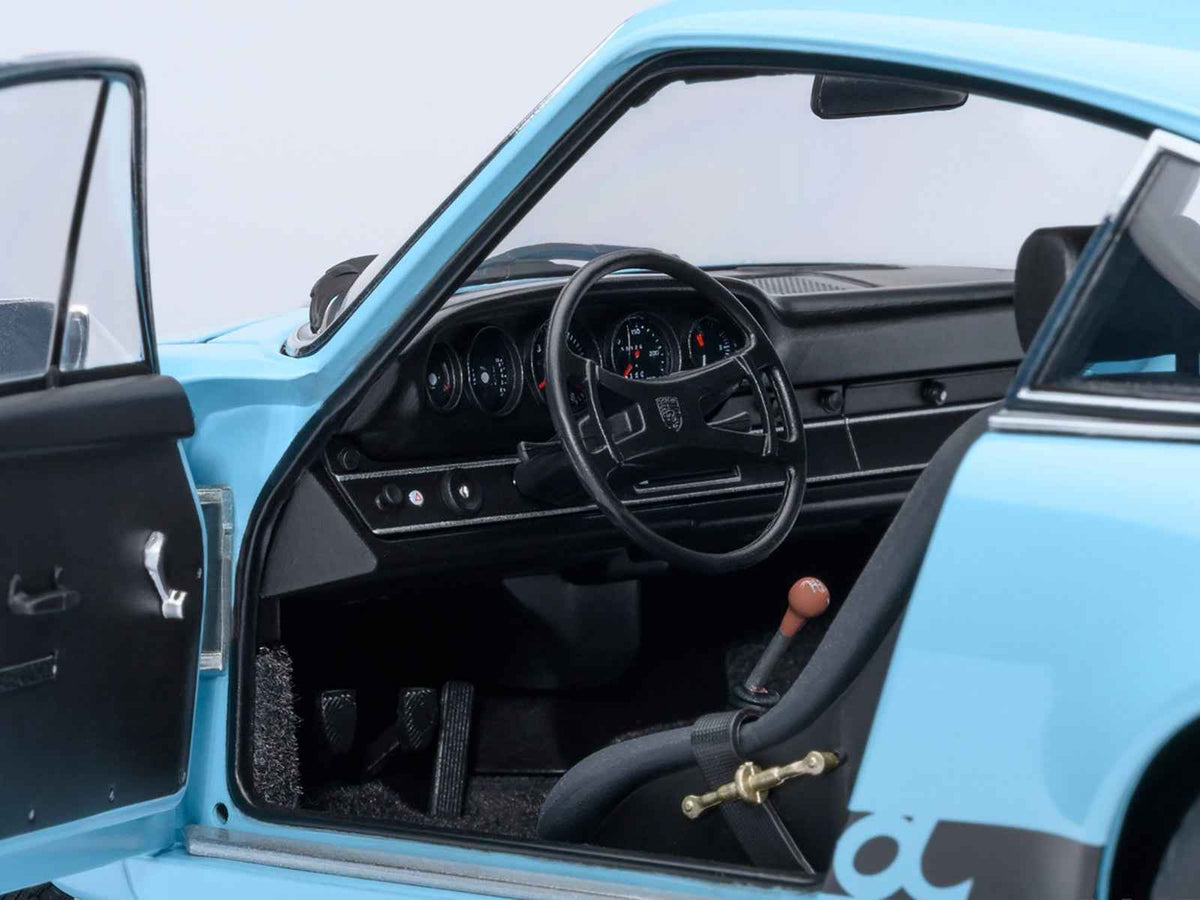 Porsche 911 Carrera 2.7 RS Gulf Blue with Black Stripes and Wheels 1/18 Model Car by Autoart