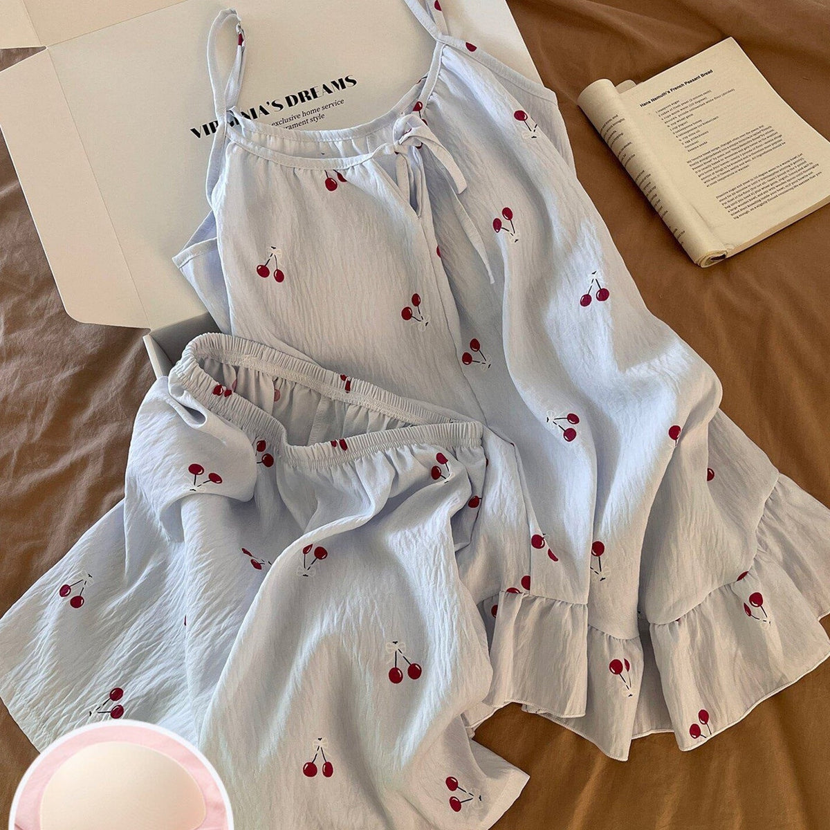 Summer Floral Strap Shorts Loungewear Set