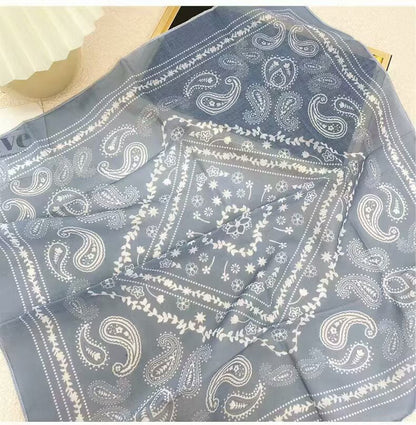 Korean-style Fresh And Delicate Floral Silk Scarf