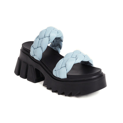 Women's Versatile Woven Platform Large-size Sandals