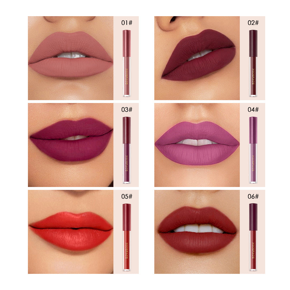 Niceface New Quality Lip Glaze Velvet Matte Lip Glaze Set Matte Non-Stick Cup Waterproof Makeup