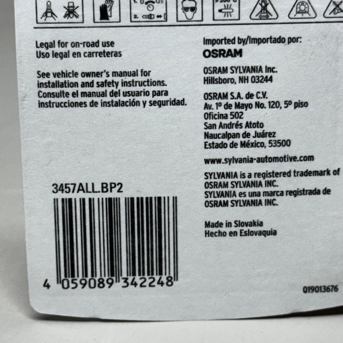 SYLVANIA (6 Bulb) Long Life Miniature 3457A, Orange 3457ALL.BP2
