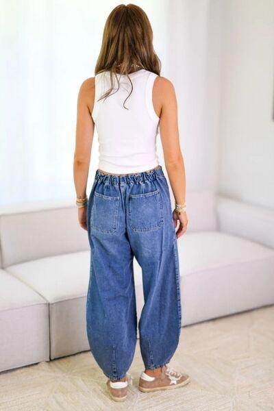 Drawstring Jeans with Pockets for Stylish Comfort