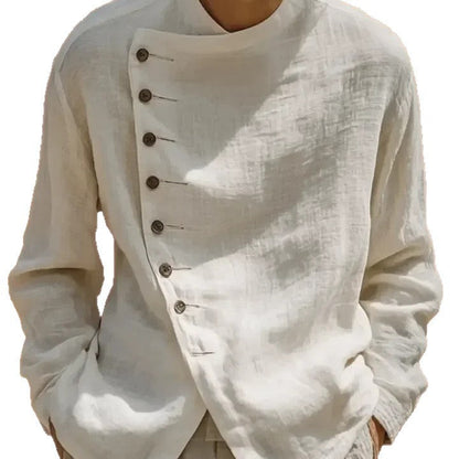 Mens Retro Loose-Fit Crew-Neck Shirt