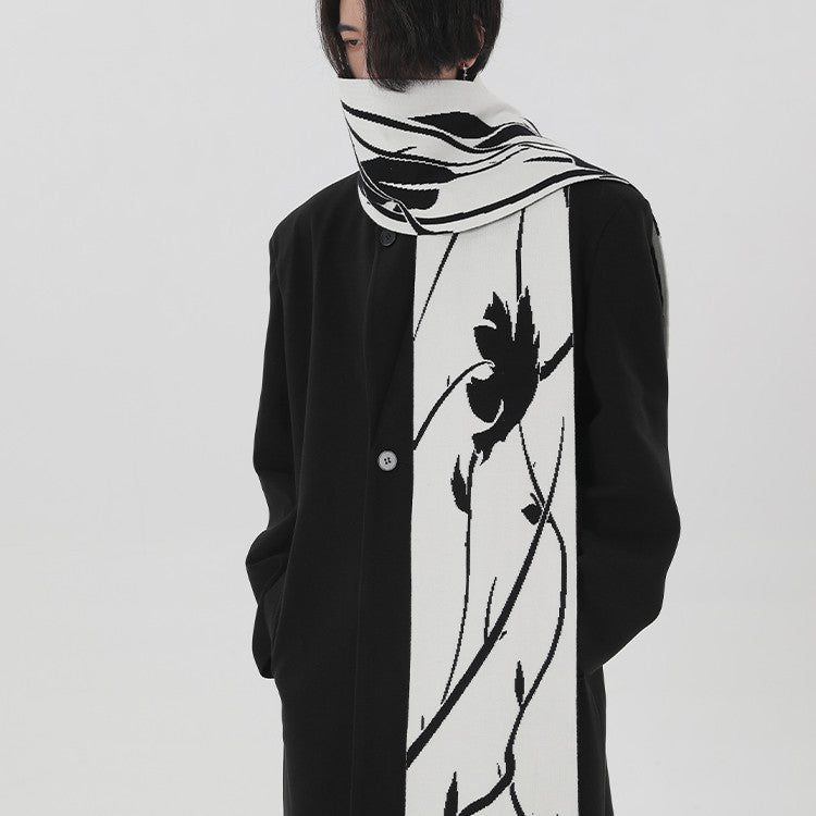 Hand-painted Thorn Rose Angora Winter Scarf