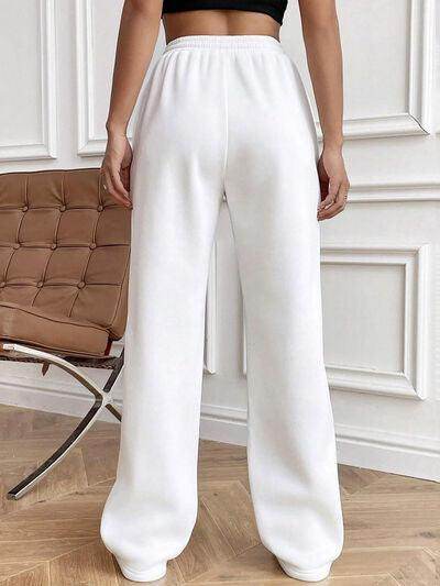 Drawstring Elastic Waist Pants with Pockets for Women