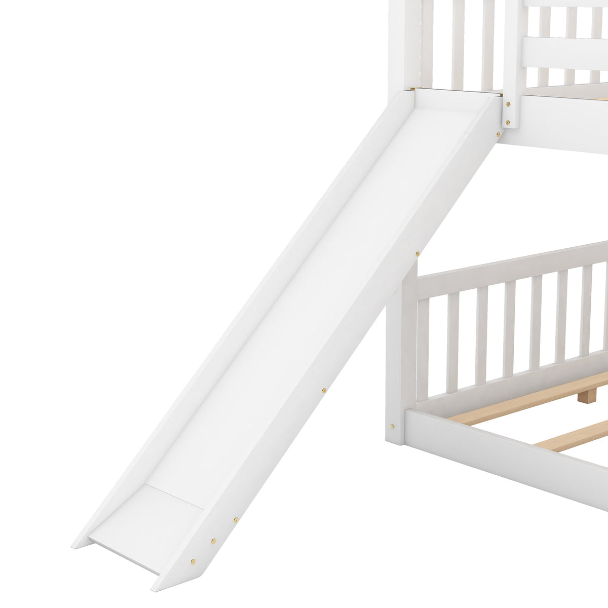 Full over Full Bunk Bed with Convertible Slide and Ladder  White