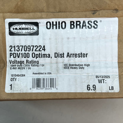 HUBBELL High Quality Optima Arrester 8.4 KV MCOV, 7224 Hardware PDV-100