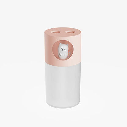 New Cute Pet Humidifier Double Spray Air Humidifier USB Ultrasonic Aroma Diffuse Air Mist Maker Humidificador with Romantic Lamp
