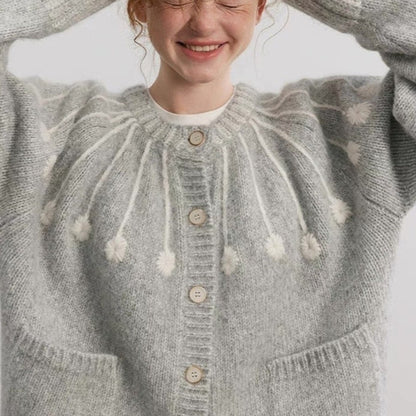 Alpaca Wool And Cotton Hand-embroidered Sweater Coat