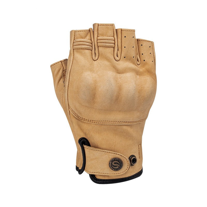 Vintage Leather Half-Finger Motorcycle Gloves