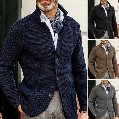 Amazon New Autumn And Winter Men's Lapel Knitted Cardigan Cross-border Coat Sweater Jacket Single-breasted Thick Sweater