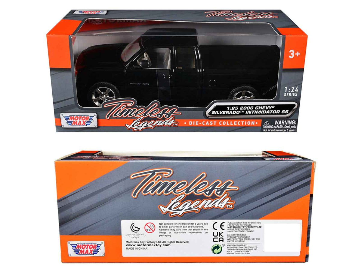 2006 Chevrolet Silverado Intimidator SS Pickup Truck Black "Timeless Legends" Series 1/25 Diecast Model Car by Motormax