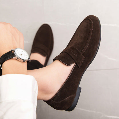 Versatile British-style Microfiber Slip-on Loafer Shoes For Men